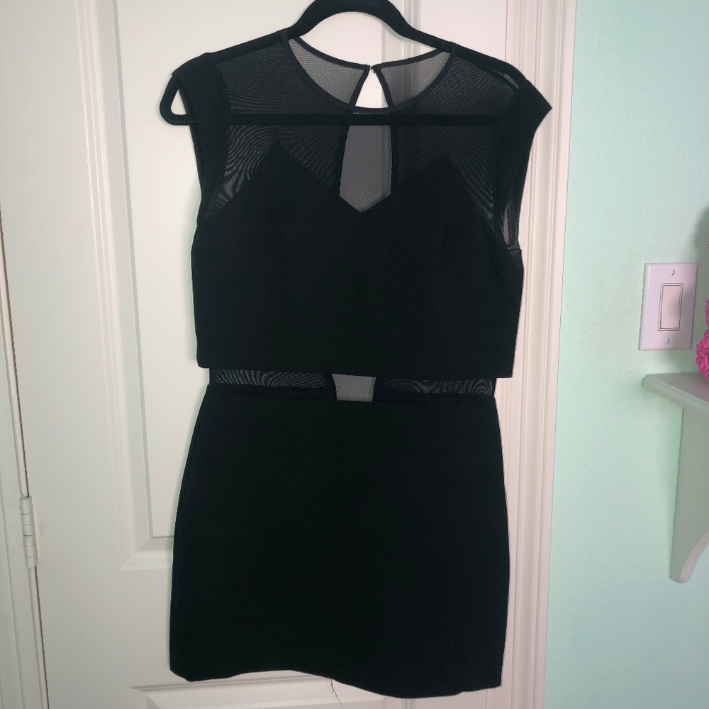 Black Mesh Cutout Cocktail Dress